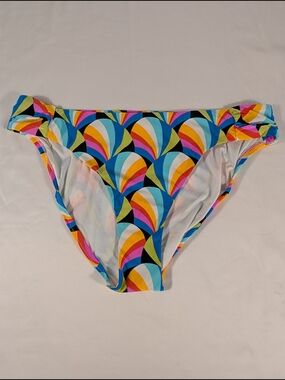 New Sunshine 79 Side Shirred Hipster Multicolor Geometric Bikini Bottom Size 14
